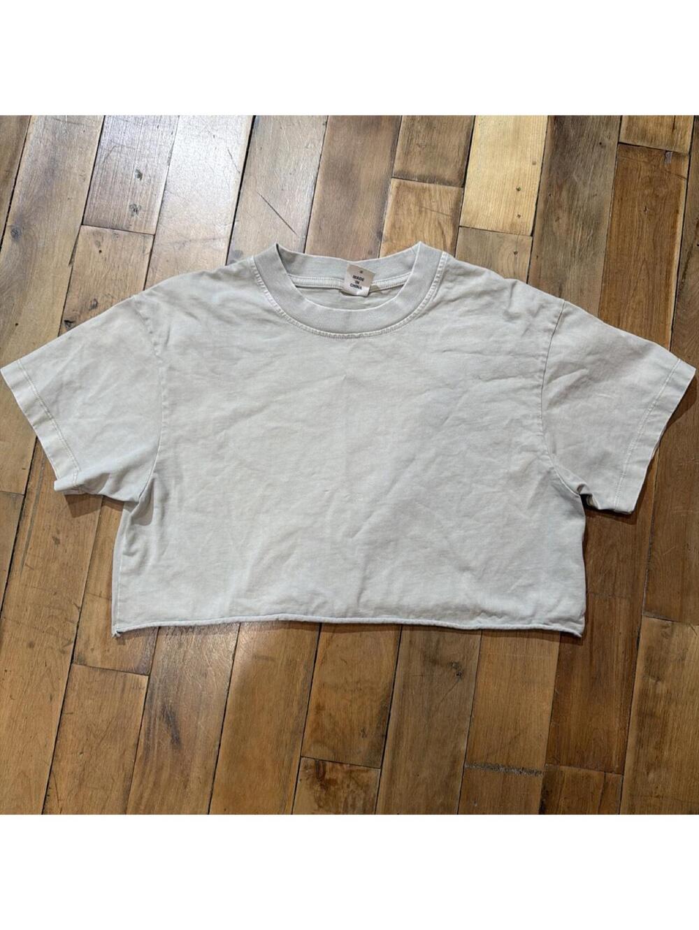 Women's Tan and Grey Crop-top